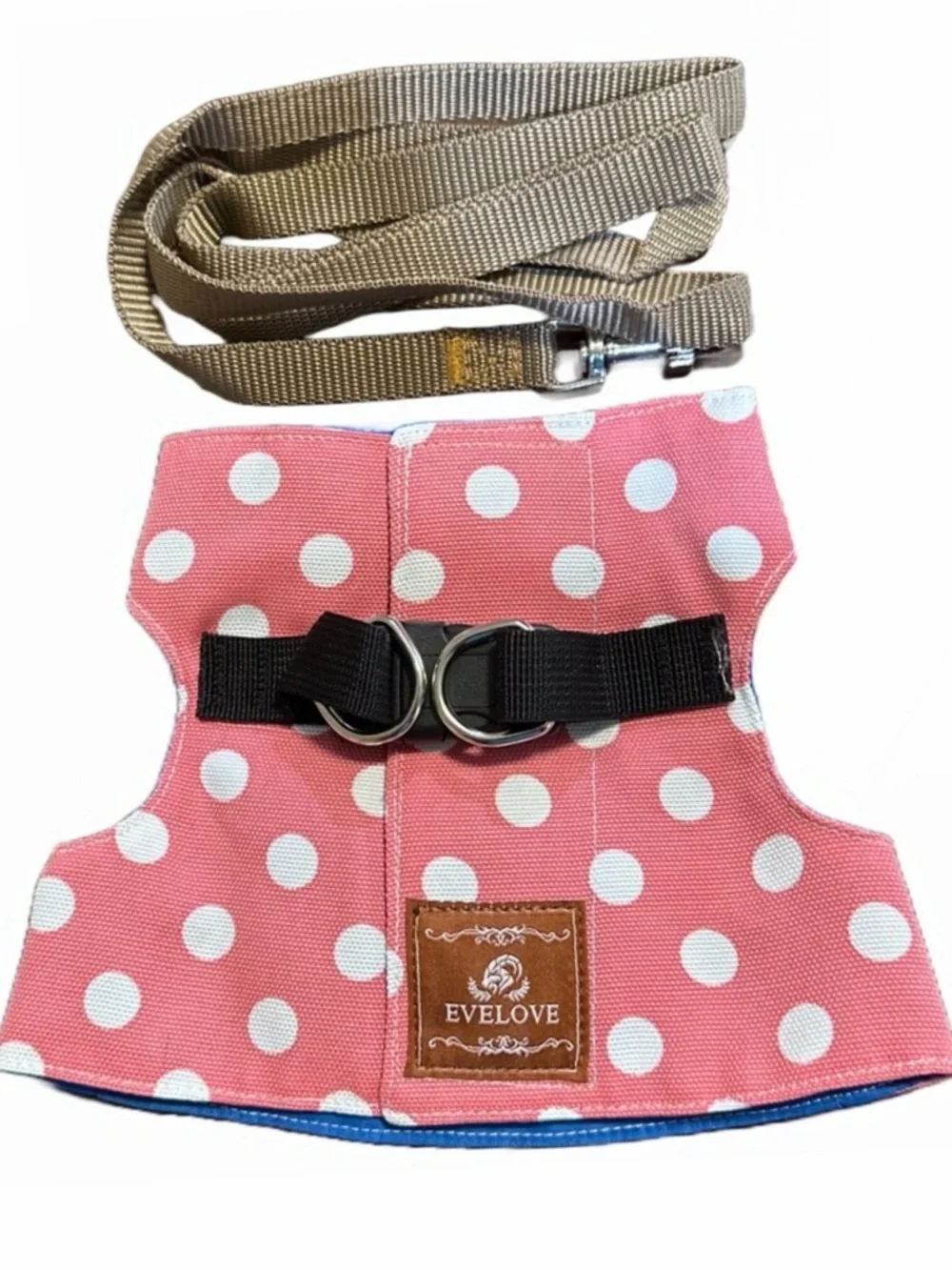 Pink Polka Dot Dog Harness Leash Set Small Bow Tie NWT